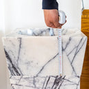 Natural Stone New York White Marble Pedestal Square Cone Shaped Sink Polished (W)16" (L)16" (H)36" SKU-NTRVS25 product shot front view sink height measure Natural Stone New York White Marble Pedestal Square Cone Shaped Sink Polished (W)16" (L)16" (H)36" SKU-NTRVS25 product shot front view sink height measure