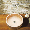 Natural Stone Classic Travertine Vessel Sink SKU-20020029 Installed view Natural Stone Classic Travertine Vessel Sink SKU-20020029 Installed view