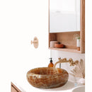 Natural Stone Honey Onyx Vessel Sink SKU-20020017 Installed at bathroom Natural Stone Honey Onyx Vessel Sink SKU-20020017 Installed at bathroom