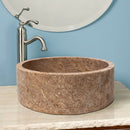 Natural Stone Noce Brown Travertine Vessel Sink SKU-20020016 Installed on bathroom Natural Stone Noce Brown Travertine Vessel Sink SKU-20020016 Installed on bathroom