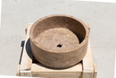 Natural Stone Noce Brown Travertine Vessel Sink SKU-20020016 Installed on bathroom Natural Stone Noce Brown Travertine Vessel Sink SKU-20020016 Installed on bathroom