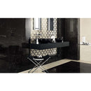 Nero Marquina Black Marble Tile Polished size 12x24 SKU-40102006 installed on bathroom floor and wall Nero Marquina Black Marble Tile Polished size 12x24 SKU-40102006 installed on bathroom floor and wall