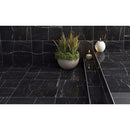 Nero Marquina Black Marble Tile Polished size 12x24 SKU-40102006 installed on building entrance floor Nero Marquina Black Marble Tile Polished size 12x24 SKU-40102006 installed on building entrance floor