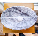 New York White Marble Oval Shape Vessel Sink Polished (W)16" (L)26" (H)5" SKU-NTRVS09 product shot top view length measure New York White Marble Oval Shape Vessel Sink Polished (W)16" (L)26" (H)5" SKU-NTRVS09 product shot top view length measure