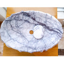 New York White Marble Oval Shape Vessel Sink Polished (W)16" (L)26" (H)5" SKU-NTRVS09 product shot top view New York White Marble Oval Shape Vessel Sink Polished (W)16" (L)26" (H)5" SKU-NTRVS09 product shot top view