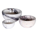 New York White genuine marble nesting bowls set of 3 polished product SKU-MSNYSO34 Product shot on white background New York White genuine marble nesting bowls set of 3 polished product SKU-MSNYSO34 Product shot on white background