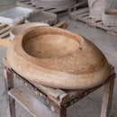 Noce Brown Travertine Natural Stone Kayak Sink SKU-NTRSTC21 Size (W)23" (L)16" (H)6" product shot angle view Noce Brown Travertine Natural Stone Kayak Sink SKU-NTRSTC21 Size (W)23" (L)16" (H)6" product shot angle view