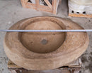 Noce Brown Travertine Natural Stone Kayak Sink SKU-NTRSTC21 Size (W)23" (L)16" (H)6" product shot top view length measure Noce Brown Travertine Natural Stone Kayak Sink SKU-NTRSTC21 Size (W)23" (L)16" (H)6" product shot top view length measure