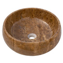 Noce Brown Travertine Natural Stone Vessel Sink Polished (D)16" (H)6" Noce Brown Travertine Natural Stone Vessel Sink Polished (D)16" (H)6"