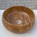 Noce Brown Travertine Natural Stone Vessel Sink Polished (D)16" (H)6" Noce Brown Travertine Natural Stone Vessel Sink Polished (D)16" (H)6"