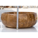 Noce Brown Travertine Natural Stone Vessel Sink Polished (D)16" (H)6" Noce Brown Travertine Natural Stone Vessel Sink Polished (D)16" (H)6"