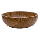 Noce Brown travertine natural stone round shape undermount Vessel Sink Polished and filled size (D)16" (H)6" SKU-EGENTR1674 product shot front view Noce Brown travertine natural stone round shape undermount Vessel Sink Polished and filled size (D)16" (H)6" SKU-EGENTR1674 product shot front view