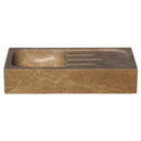 Noce brown travertine natural stone farmhouse apron kitchen sink surface honed filled size (W)18" (L)36" (H)7" SKU-NTRSTC48 product shot angle view Noce brown travertine natural stone farmhouse apron kitchen sink surface honed filled size (W)18" (L)36" (H)7" SKU-NTRSTC48 product shot angle view