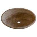 Noce travertine oval vessel sink size (W)16" (L)21" (H)6" SKU-NTRVS36 product shot angle view Noce travertine oval vessel sink size (W)16" (L)21" (H)6" SKU-NTRVS36 product shot angle view