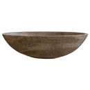 Noce travertine oval vessel sink size (W)16" (L)21" (H)6" SKU-NTRVS36 product shot front view Noce travertine oval vessel sink size (W)16" (L)21" (H)6" SKU-NTRVS36 product shot front view