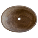 Noce travertine oval vessel sink size (W)16" (L)21" (H)6" SKU-NTRVS36 product shot top view Noce travertine oval vessel sink size (W)16" (L)21" (H)6" SKU-NTRVS36 product shot top view