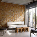 Scabos Travertine Split Face Stacked Stone Ledger Panel SKU-20107184  installed on office wall Scabos Travertine Split Face Stacked Stone Ledger Panel SKU-20107184  installed on office wall