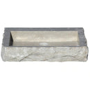 Seagrass Rustic Limestone Rectangular Vessel Sink Honed Hand chiseled (W)18"-(L)21.4" (H)4" SKU-NTRSTC33 product shot angle view Seagrass Rustic Limestone Rectangular Vessel Sink Honed Hand chiseled (W)18"-(L)21.4" (H)4" SKU-NTRSTC33 product shot angle view