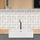 Shell Stone Limestone Fusion Design on 12" x 12" Mesh Mosaic Tile SKU-HSSSFUSDMOSH Installed view of product Shell Stone Limestone Fusion Design on 12" x 12" Mesh Mosaic Tile SKU-HSSSFUSDMOSH Installed view of product
