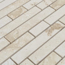 Shell Stone Limestone Strip Liner on 12" x 12" Mesh Mosaic Tile SKU-HSSSSLNBMOSH close view Shell Stone Limestone Strip Liner on 12" x 12" Mesh Mosaic Tile SKU-HSSSSLNBMOSH close view