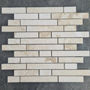 Shell Stone Limestone Strip Liner on 12" x 12" Mesh Mosaic Tile SKU-HSSSSLNBMOSH under sunlight Shell Stone Limestone Strip Liner on 12" x 12" Mesh Mosaic Tile SKU-HSSSSLNBMOSH under sunlight