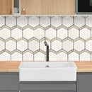 Shell Stone Limestone Naples Design on 12" x 12" Mesh Mosaic Tile SKU-HSSSNAPDMOSH Installed view Shell Stone Limestone Naples Design on 12" x 12" Mesh Mosaic Tile SKU-HSSSNAPDMOSH Installed view