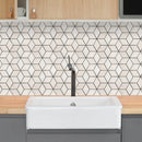 Shell Stone Limestone Rhombus Design on 12" x 12" Mesh Mosaic Tile SKU-HSSSRHMDMOSH Installed view Shell Stone Limestone Rhombus Design on 12" x 12" Mesh Mosaic Tile SKU-HSSSRHMDMOSH Installed view