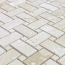 Shell Stone Limestone Basketweave Design on 12" x 12" Mesh Mosaic Tile SKU-HSSSBWVDMOSH  close view Shell Stone Limestone Basketweave Design on 12" x 12" Mesh Mosaic Tile SKU-HSSSBWVDMOSH  close view