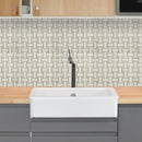 Shell Stone Limestone Basketweave Design on 12" x 12" Mesh Mosaic Tile SKU-HSSSBWVDMOSH Installed view Shell Stone Limestone Basketweave Design on 12" x 12" Mesh Mosaic Tile SKU-HSSSBWVDMOSH Installed view