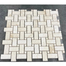 Shell Stone Limestone Basketweave Design on 12" x 12" Mesh Mosaic Tile SKU-HSSSBWVDMOSH  under sunlight view Shell Stone Limestone Basketweave Design on 12" x 12" Mesh Mosaic Tile SKU-HSSSBWVDMOSH  under sunlight view
