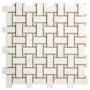 Shell Stone Limestone Basketweave Design on 12" x 12" Mesh Mosaic Tile SKU-HSSSBWVDMOSH  Mesh view on white background Shell Stone Limestone Basketweave Design on 12" x 12" Mesh Mosaic Tile SKU-HSSSBWVDMOSH  Mesh view on white background