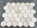 Shell Stone Limestone 2" Hexagon Honed on 12" x 12" Mesh Mosaic Tile Shell Stone Limestone 2" Hexagon Honed on 12" x 12" Mesh Mosaic Tile