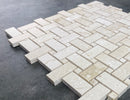 Shell Stone Limestone Basketweave Design on 12" x 12" Mesh Mosaic Tile Shell Stone Limestone Basketweave Design on 12" x 12" Mesh Mosaic Tile