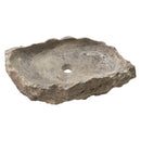 Silver Travertine Stone Rustic Vessel Sink SKU-NTRSTC14 random size (W)16" (L)26" (H)5" product shot angle view Silver Travertine Stone Rustic Vessel Sink SKU-NTRSTC14 random size (W)16" (L)26" (H)5" product shot angle view