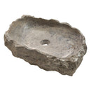 Silver Travertine Stone Rustic Vessel Sink SKU-NTRSTC14 random size (W)16" (L)26" (H)5" product shot angle view2 Silver Travertine Stone Rustic Vessel Sink SKU-NTRSTC14 random size (W)16" (L)26" (H)5" product shot angle view2