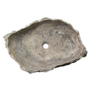 Silver Travertine Stone Rustic Vessel Sink SKU-NTRSTC14 random size (W)16" (L)26" (H)5" product shot top view Silver Travertine Stone Rustic Vessel Sink SKU-NTRSTC14 random size (W)16" (L)26" (H)5" product shot top view