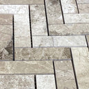Silver shadow marble 1x3 herringbone honed SKU-HSSSH1x3HBMOSH close view Silver shadow marble 1x3 herringbone honed SKU-HSSSH1x3HBMOSH close view