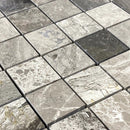 Silver Shadow Marble 2"x2" Honed on 12" x 12" Mesh Mosaic Tile SKU-HSSH2x2BMOSH close view Silver Shadow Marble 2"x2" Honed on 12" x 12" Mesh Mosaic Tile SKU-HSSH2x2BMOSH close view