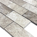 Silver Shadow Marble 2"x4" Brick Honed on 12" x 12" Mesh Mosaic Tile SKU-HSSH2x4BMOSH close view Silver Shadow Marble 2"x4" Brick Honed on 12" x 12" Mesh Mosaic Tile SKU-HSSH2x4BMOSH close view