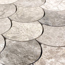 Silver shadow marble mosaic tile laguna design on 12x12 mesh honed SKU-HSSHLAGDMOSH close view Silver shadow marble mosaic tile laguna design on 12x12 mesh honed SKU-HSSHLAGDMOSH close view