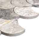 Silver shadow marble mosaic tile laguna design on 12x12 mesh honed SKU-HSSHLAGDMOSH corner view Silver shadow marble mosaic tile laguna design on 12x12 mesh honed SKU-HSSHLAGDMOSH corner view