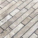 Silver Shadow Marble Liner on 12" x 12" Mesh Mosaic Tile SKU-HSHSSLNBMOSH close view Silver Shadow Marble Liner on 12" x 12" Mesh Mosaic Tile SKU-HSHSSLNBMOSH close view