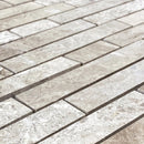Silver Shadow Marble Liner on 12" x 12" Mesh Mosaic Tile SKU-HSHSSLNBMOSH close view Silver Shadow Marble Liner on 12" x 12" Mesh Mosaic Tile SKU-HSHSSLNBMOSH close view