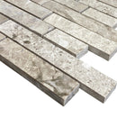Silver Shadow Marble Liner on 12" x 12" Mesh Mosaic Tile SKU-HSHSSLNBMOSH corner view Silver Shadow Marble Liner on 12" x 12" Mesh Mosaic Tile SKU-HSHSSLNBMOSH corner view