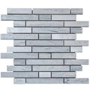 Solto white marble mosaic tile liner on 12x12 mesh honed SKU-HSSWSLNBMOSH top view  Solto white marble mosaic tile liner on 12x12 mesh honed SKU-HSSWSLNBMOSH top view