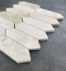 Shell Stone Limestone Strada Design on 12" x 12" Mesh Mosaic Tile Shell Stone Limestone Strada Design on 12" x 12" Mesh Mosaic Tile