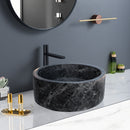 Natural Stone Sirius Black Marble Vessel Sink Polished (D)16.5" (H)6" Natural Stone Sirius Black Marble Vessel Sink Polished (D)16.5" (H)6"