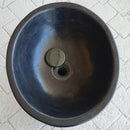 Toros Black Marble Natural Stone Pedestal Oval-top Sink Polished (W)17" (L)20" (H)33.5" SKU-NTRSTC20 product shot top sink top view Toros Black Marble Natural Stone Pedestal Oval-top Sink Polished (W)17" (L)20" (H)33.5" SKU-NTRSTC20 product shot top sink top view