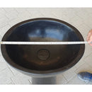 Toros Black Marble Natural Stone Pedestal Oval-top Sink Polished (W)17" (L)20" (H)33.5" SKU-NTRSTC20 product shot top sink length measure Toros Black Marble Natural Stone Pedestal Oval-top Sink Polished (W)17" (L)20" (H)33.5" SKU-NTRSTC20 product shot top sink length measure