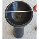 Toros Black Marble Natural Stone Pedestal Oval-top Sink Polished (W)17" (L)20" (H)33.5" SKU-NTRSTC20 product shot top view top sink width measure Toros Black Marble Natural Stone Pedestal Oval-top Sink Polished (W)17" (L)20" (H)33.5" SKU-NTRSTC20 product shot top view top sink width measure